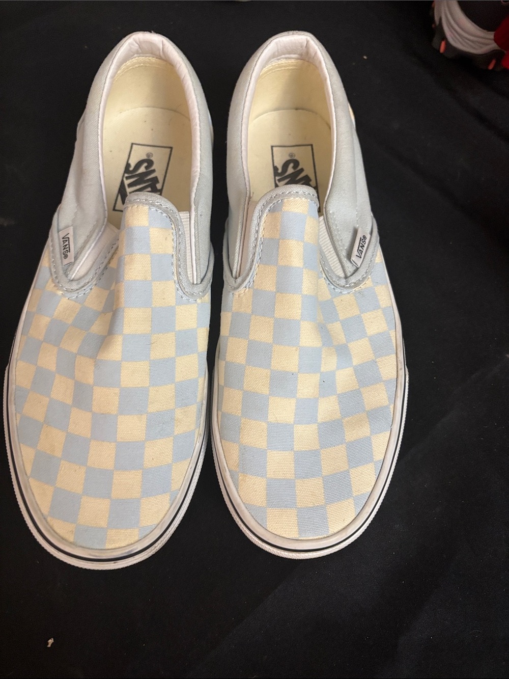 New Vans Women’s Size 8 Checkerboard Slip-On Sneakers - Light Blue & Cream